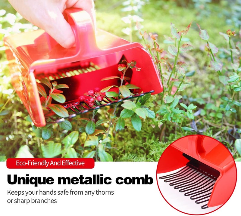 LFSEMINI Berry Picker, 2 Pack Berry Pickers and Rakes with Metallic Comb and Ergonomic Handle for Easier Berry Picking, Blueberry Rake Scoop for Blueberries, Lingonberries and Huckleberries - Image 2